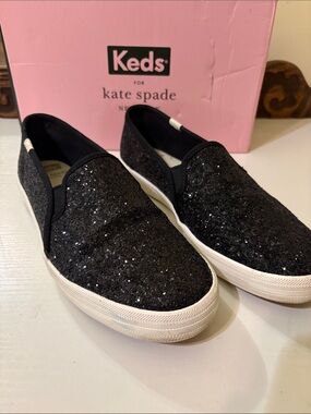 Keds Black Glitter Slip-On Sneakers
